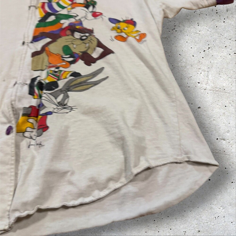 Vintage 1993 Jerry Leigh Looney Tunes Baseball Jersey Shirt Bugs Bunny Taz - Picture 6 of 11